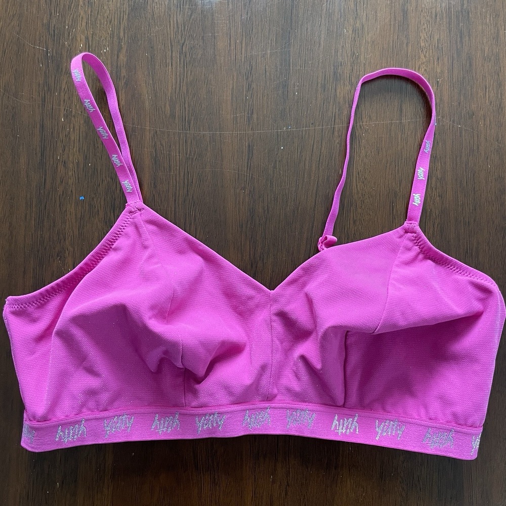 Yitty Bra Wire Free Full Coverage Sparkle Shimmer Metallic Hot Pink‎ Glitter L